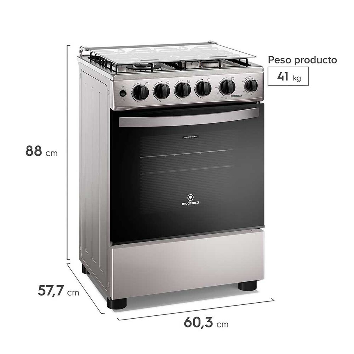 Cocina a Gas Mademsa FM4SSC 4 platos Inox