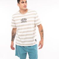 Polera Algodón Rayas Manga Corta Hombre Icono Beige