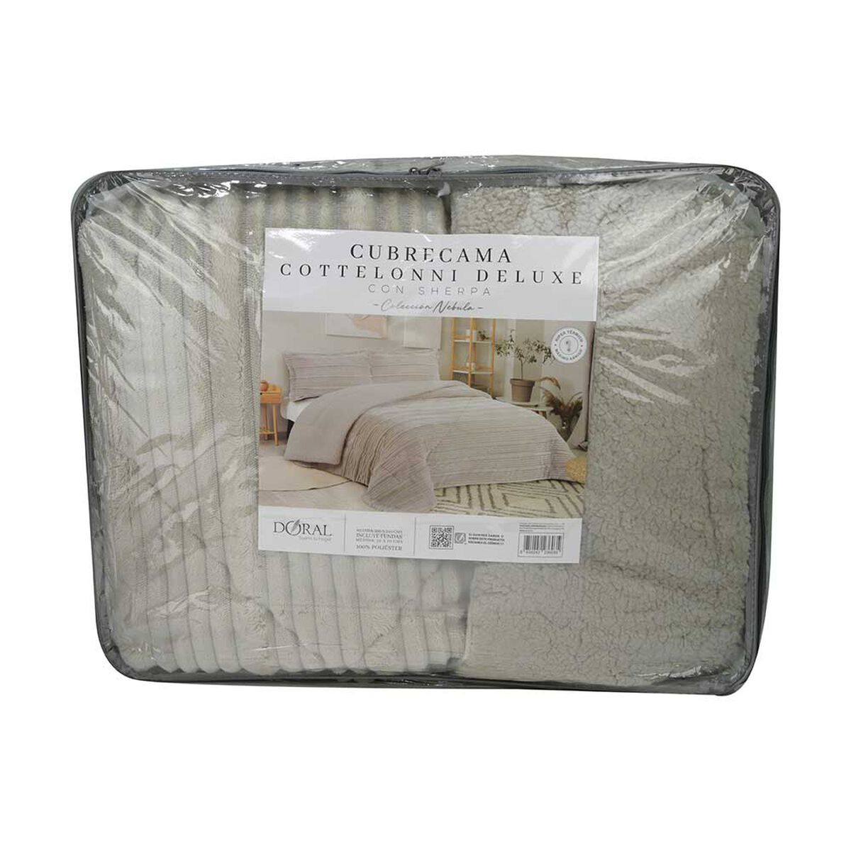 Cubrecama Doral 2 Plazas Touch Nebula Sherpa Beige