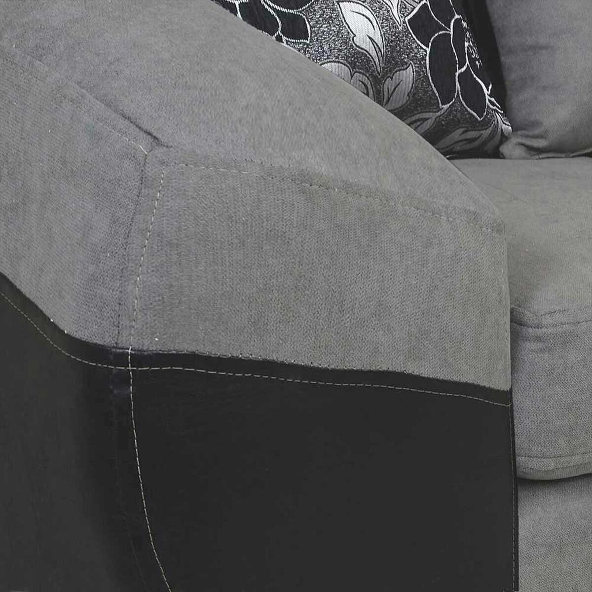 Sof&aacute; Seccional Modular Elegant Detail Houston 7 Cuerpos Negro Gris