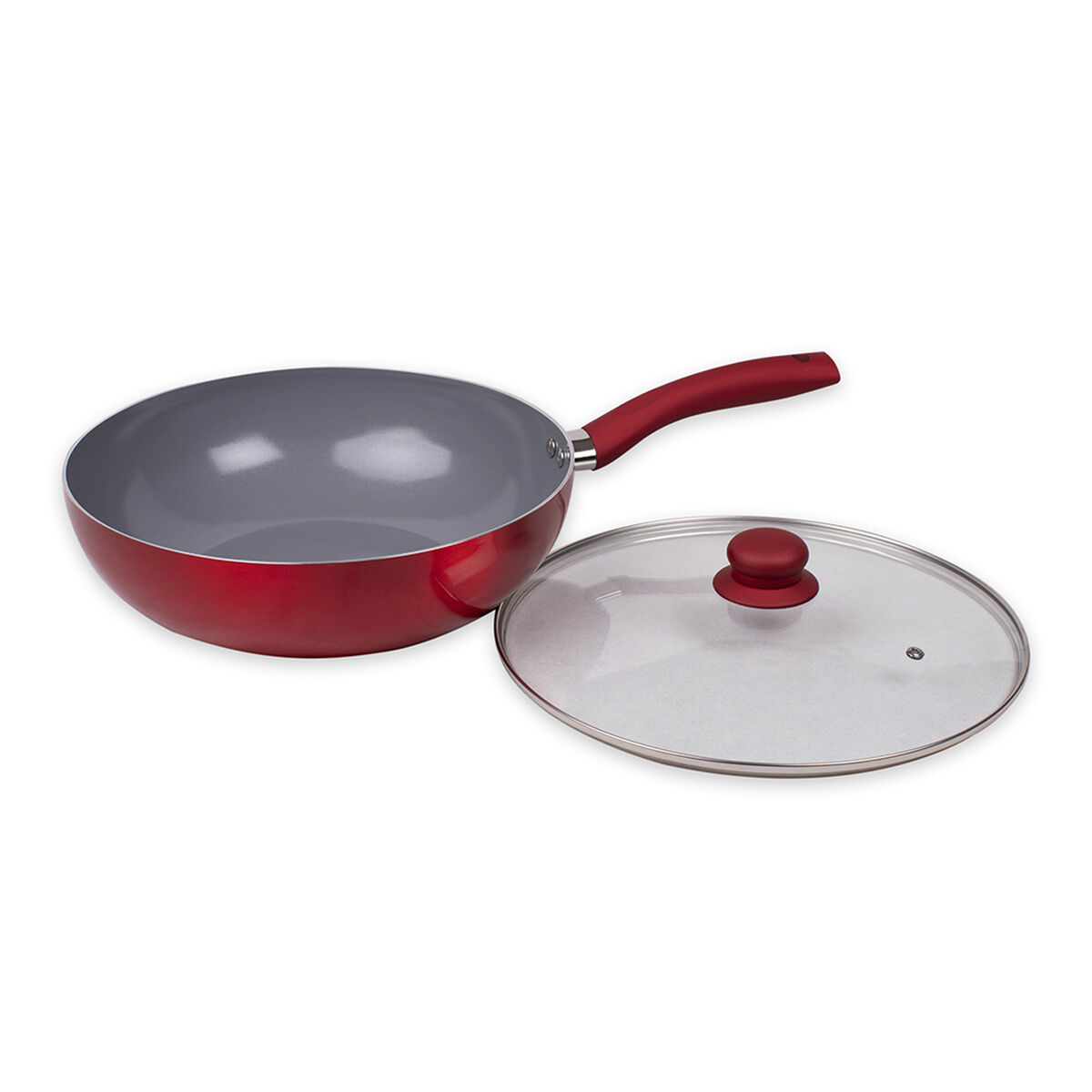Wok Acero Inoxidable Doral Montecarlo Rojo 26 cm