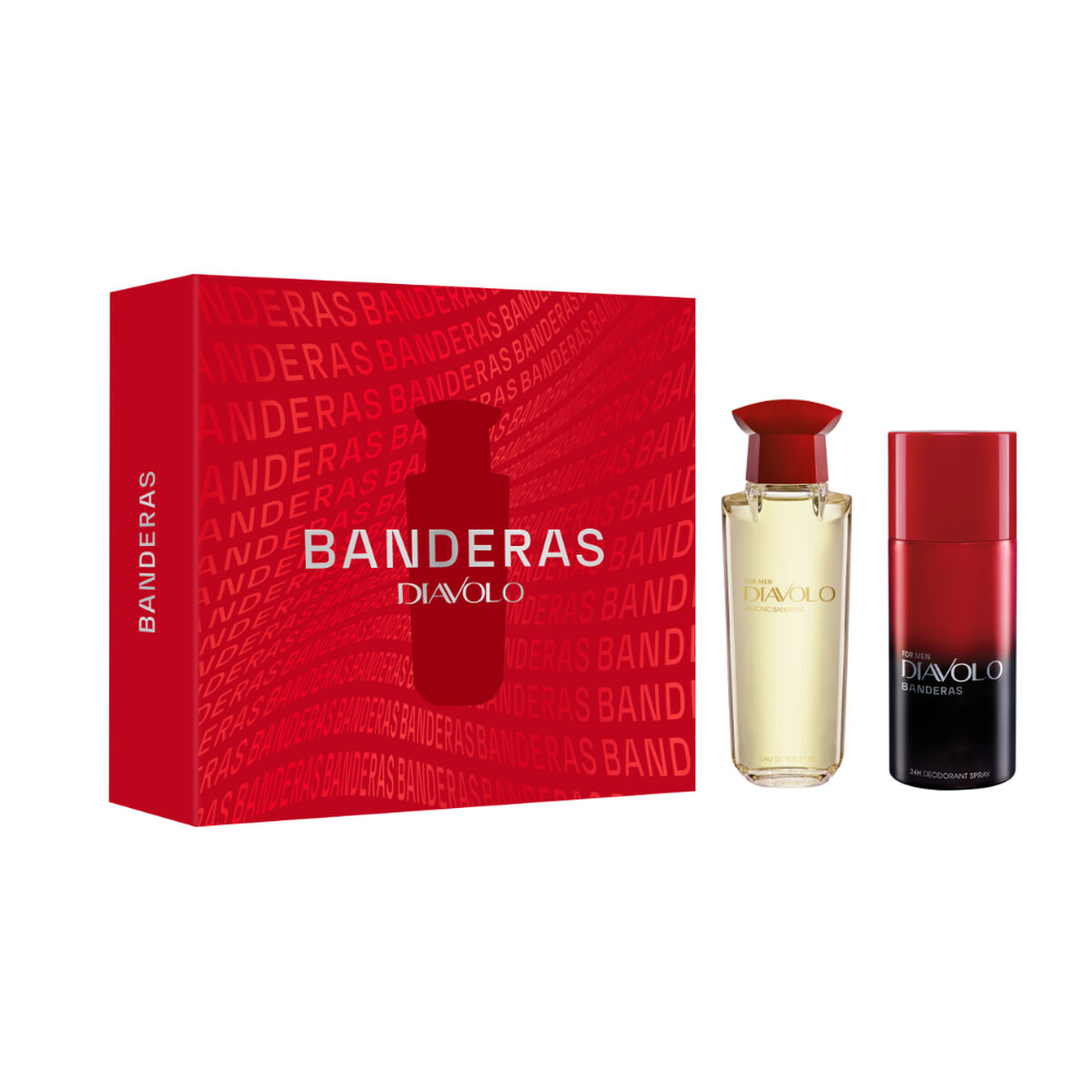 Set Perfume Antonio Banderas Hombre Diavolo For Men EDT 100 ml + 24h Desodorante Spray For Men 150 ml