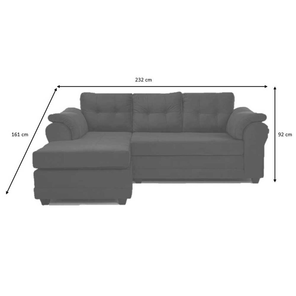 Sofá Seccional Muebles MPR Queen 3 Negro