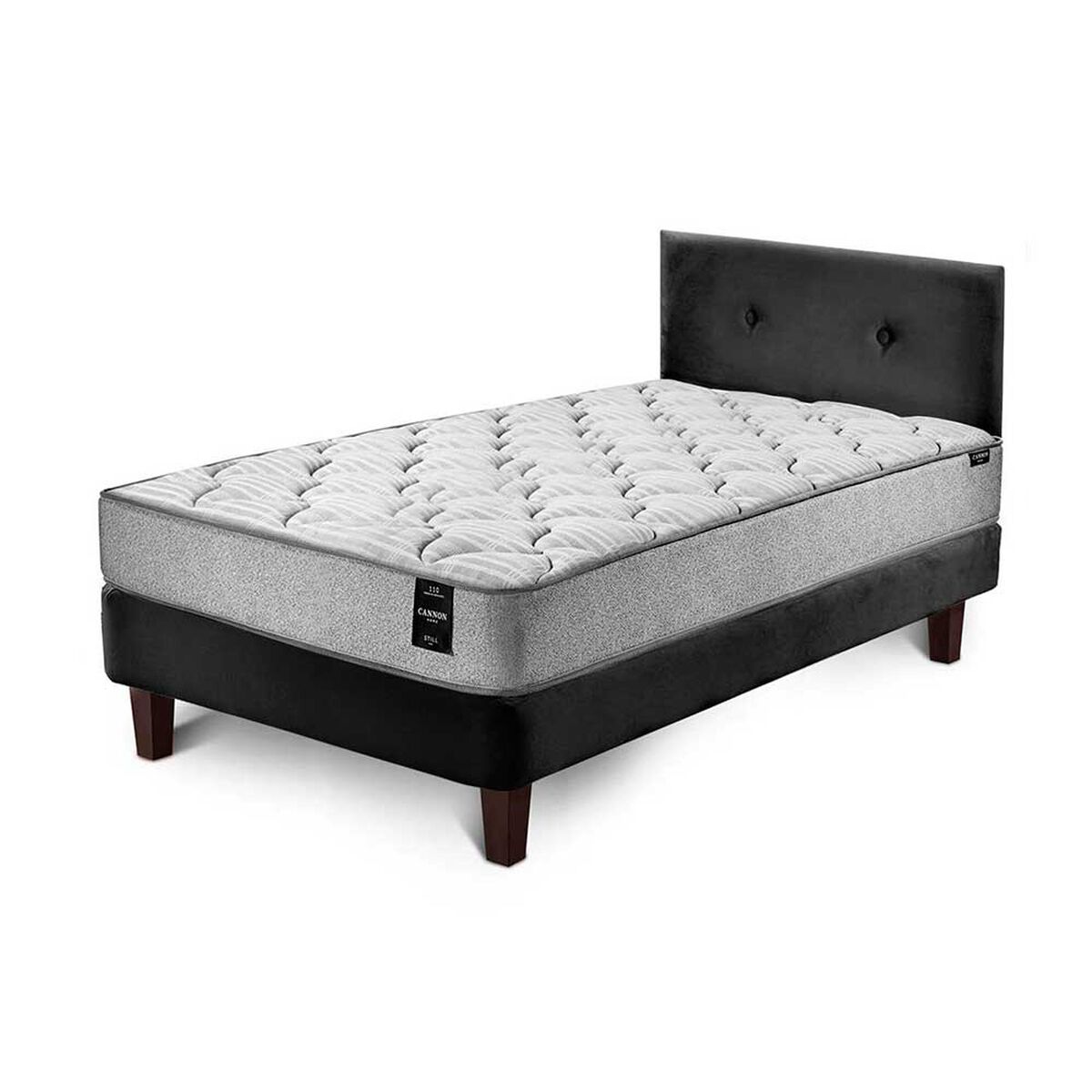 Cama Europea Latam Home 1,5 Plazas Cannon Negro