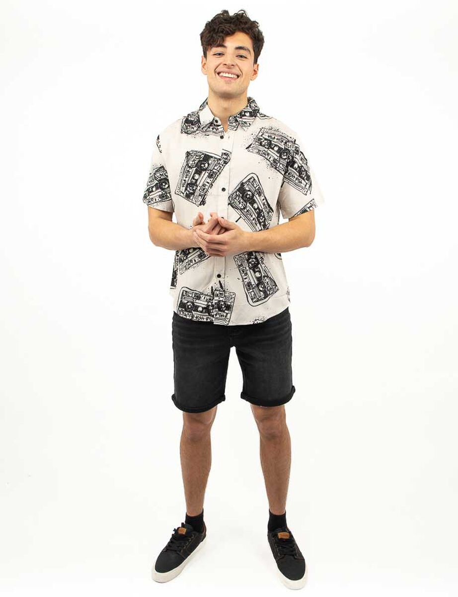 Camisa Estampada Manga Corta Hombre Icono