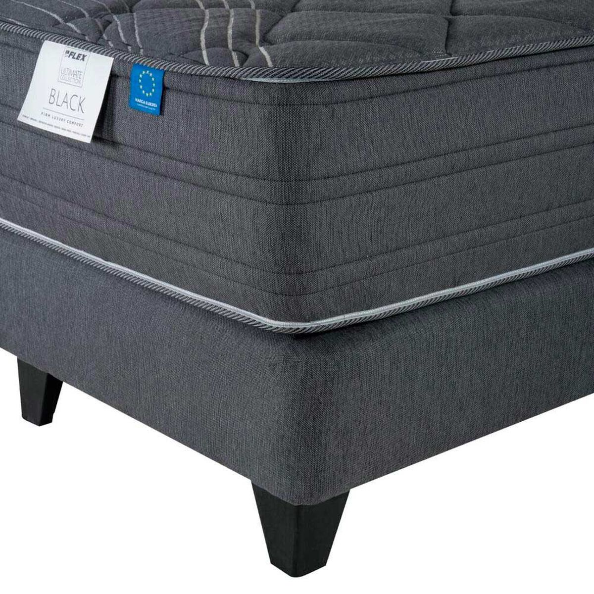 Cama Europea Flex 2 Plazas Black + 2 almohadas