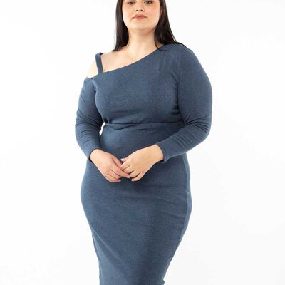 Vestido Corto Manga Larga Mujer Extralindas Azul