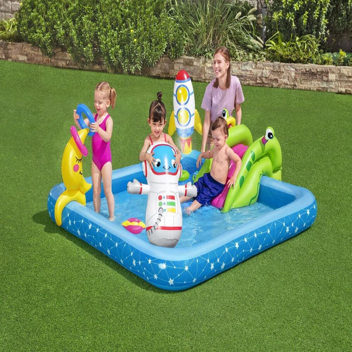Piscina Inflable con Resbalín Didáctica Espacial Bestway