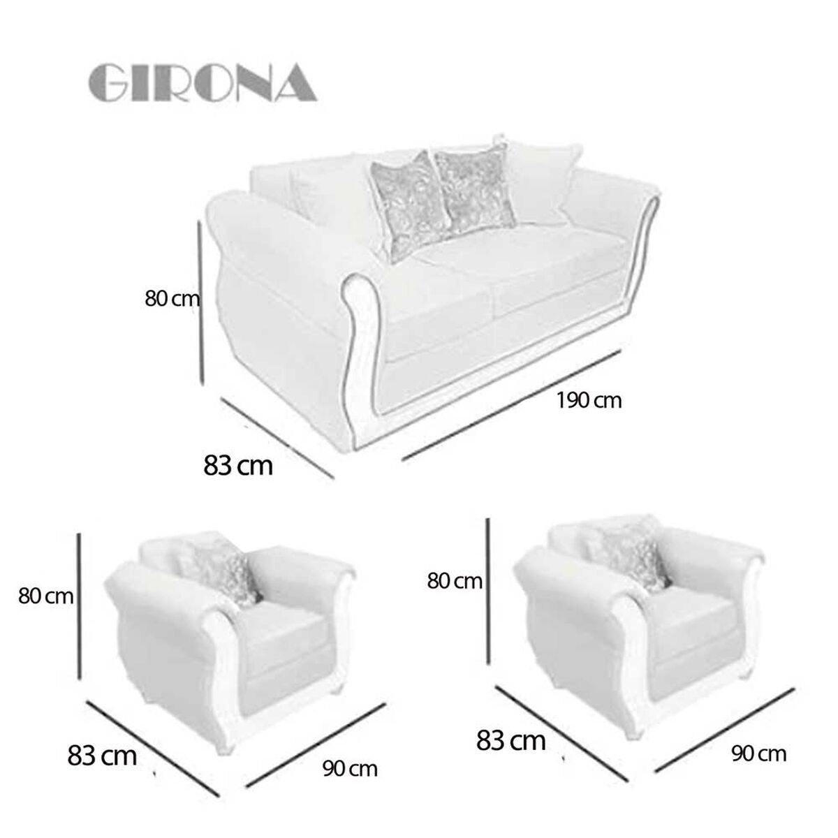 Juego de Living Elegant Detail Girona Sofá 3 Cuerpos + Dos Sillones 1 Cuerpo Café