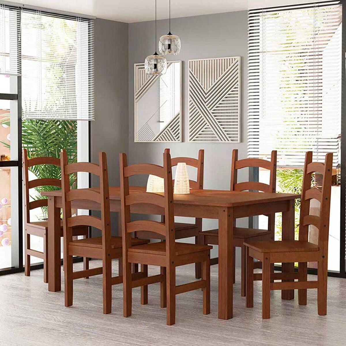 Juego de Comedor VekkaHome Italia 6 Sillas Chocolate