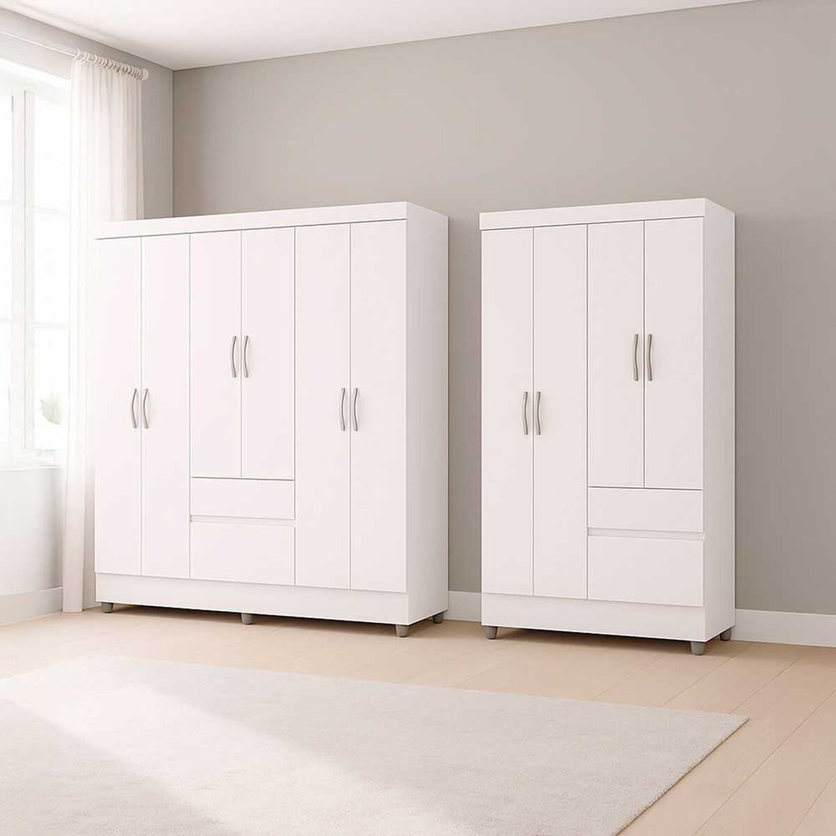 Combo Closet Vekkahome Americano 6 y 4 Puertas Blanca