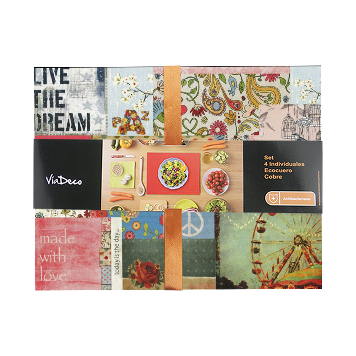 Set 4 Individuales de Mesa Via Deco Clasic Print Estampado 42 x 32 cm
