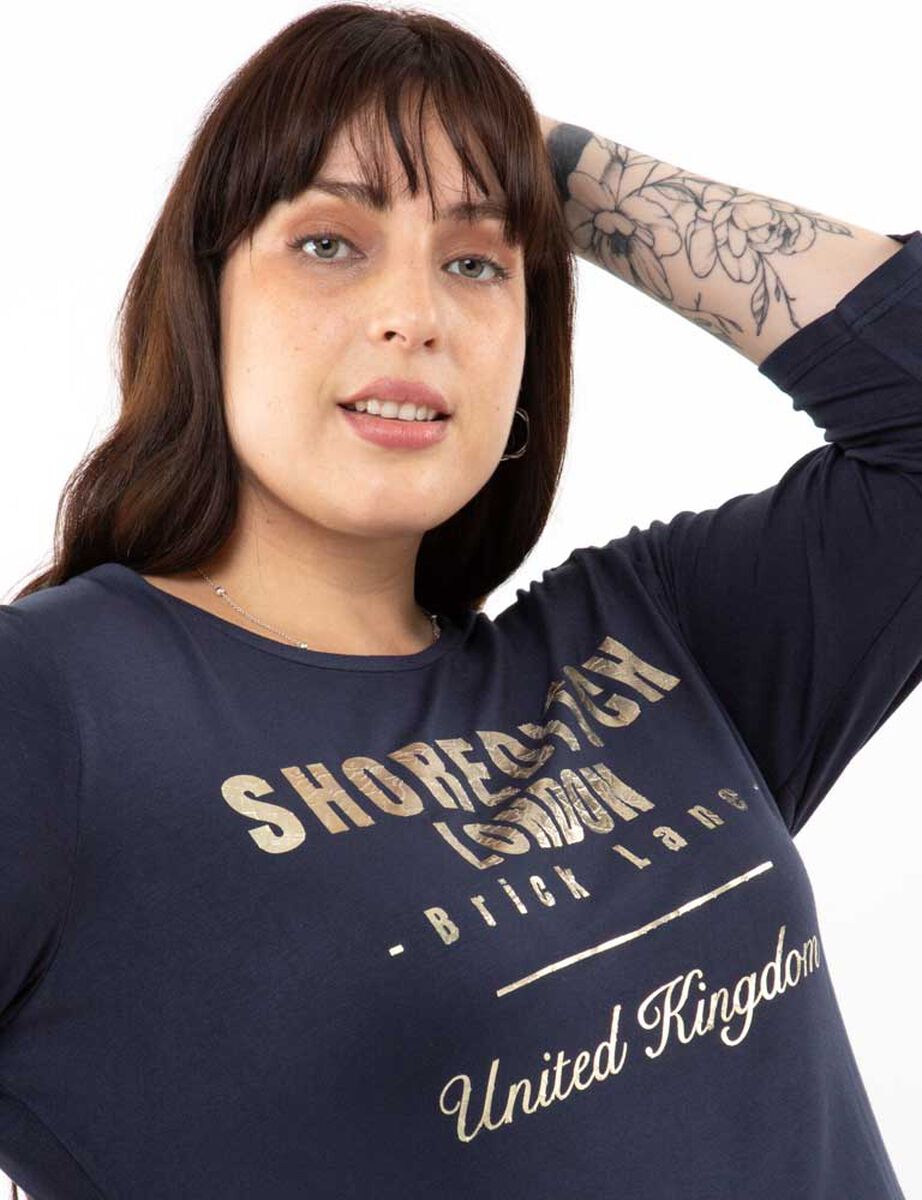 Polera Con Estampado Manga 3/4 Mujer Extralindas