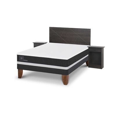 Imagen 2 del producto Cama Europea CIC Base Normal 2 Plazas Ortopedic + Respaldo + 2 Veladores Villarrica