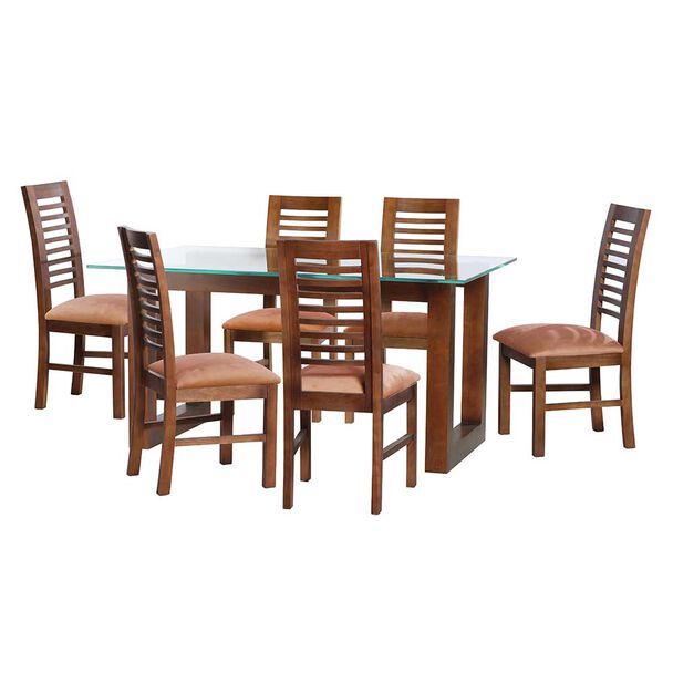 Juego de Comedor Latam Home Pamplona Girona 6 Sillas Cuero Rojo