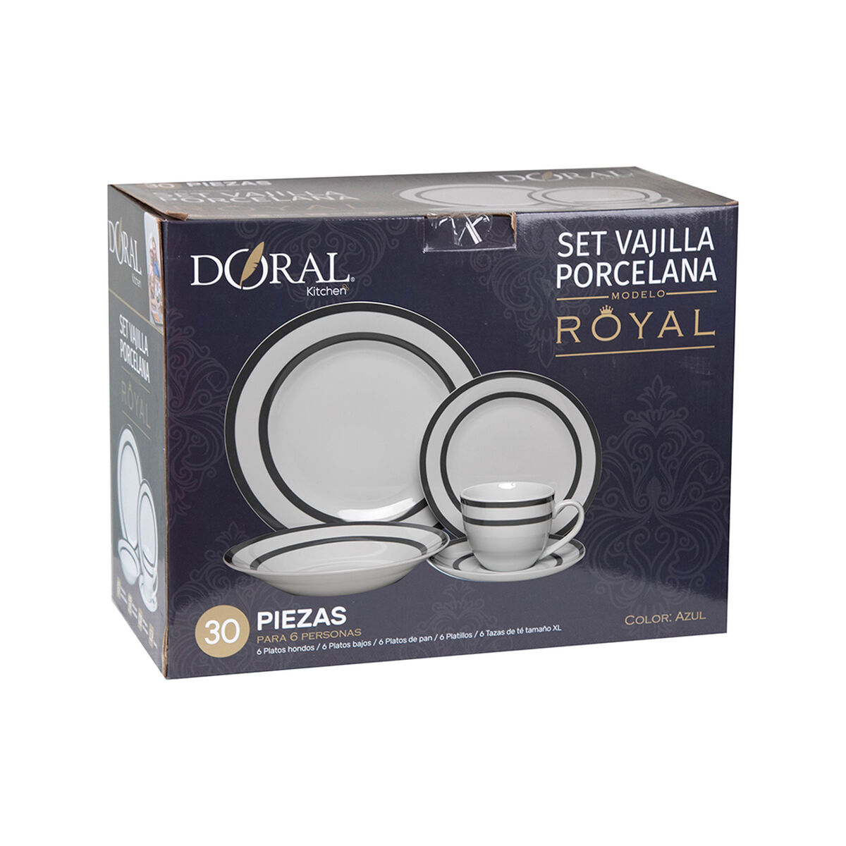 Vajilla Doral Royal 30 Piezas Gris