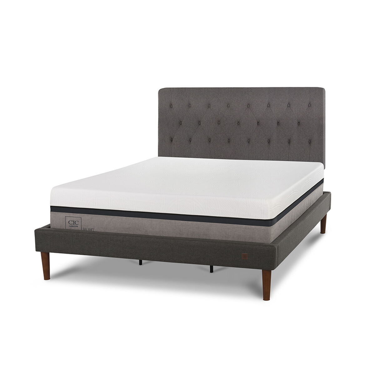 Cama Europea CIC Curve King Balance + Respaldo Kavery