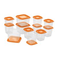 Set 12 Contenedores Plásticos Mademsa Transparente Naranjo