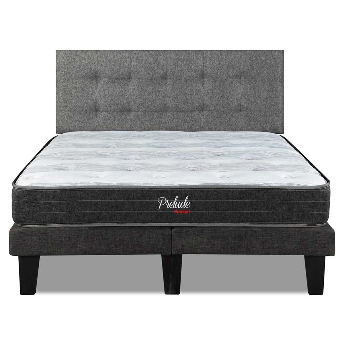 Cama Europea Prelude 2 Plazas Radiant 190 Cm +  Respaldo Urban Gris
