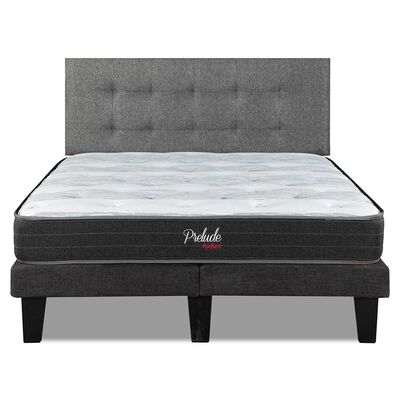 Cama Europea Prelude 2 Plazas Radiant 190 Cm +  Respaldo Urban Gris