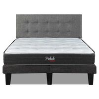 Cama Europea Prelude 2 Plazas Radiant 190 Cm + Respaldo Urban Gris