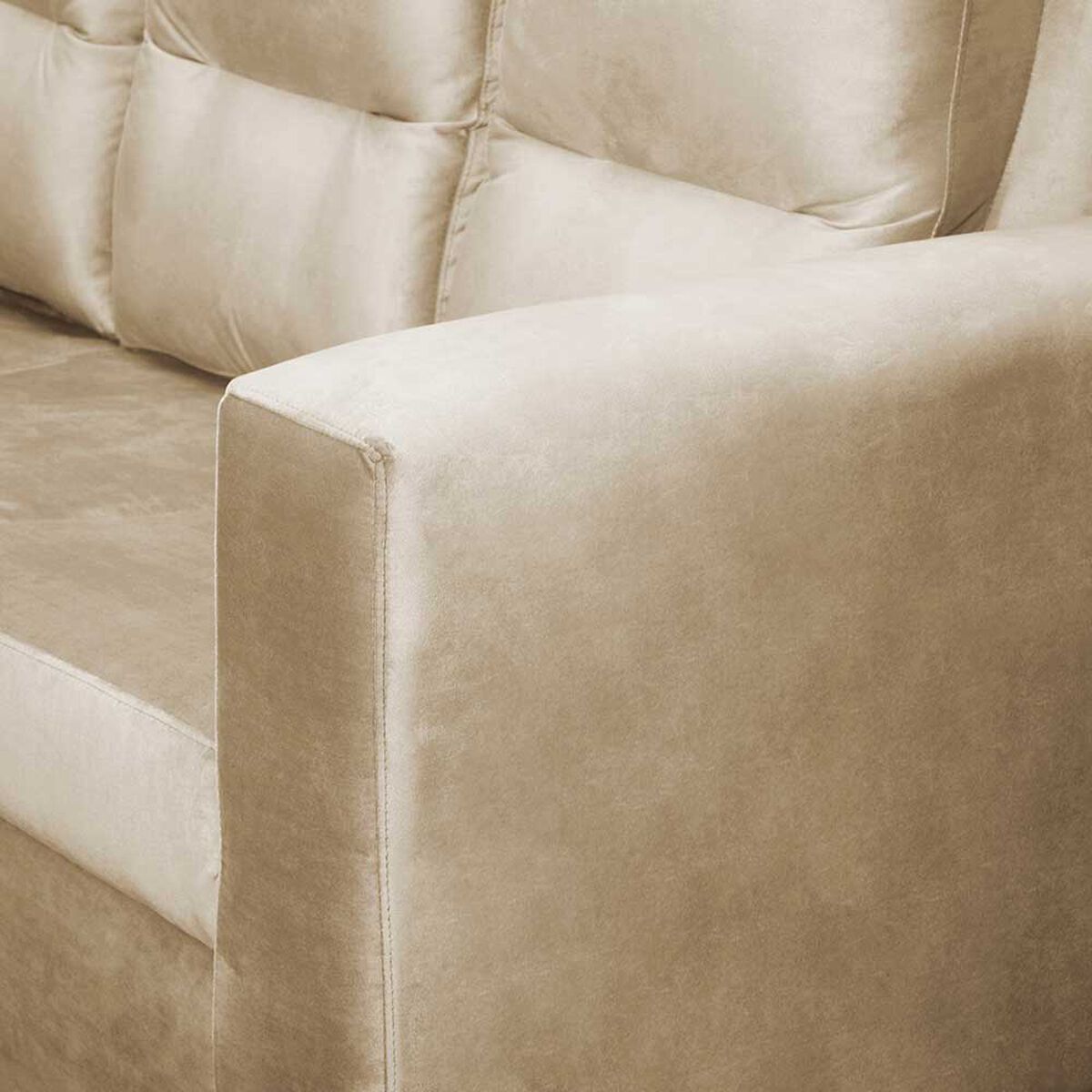 Juego de Living Diseño A&M Home Loreto Sofá 3 Cuerpos + 2 Pouf 1 Cuerpo  Beige Felpa