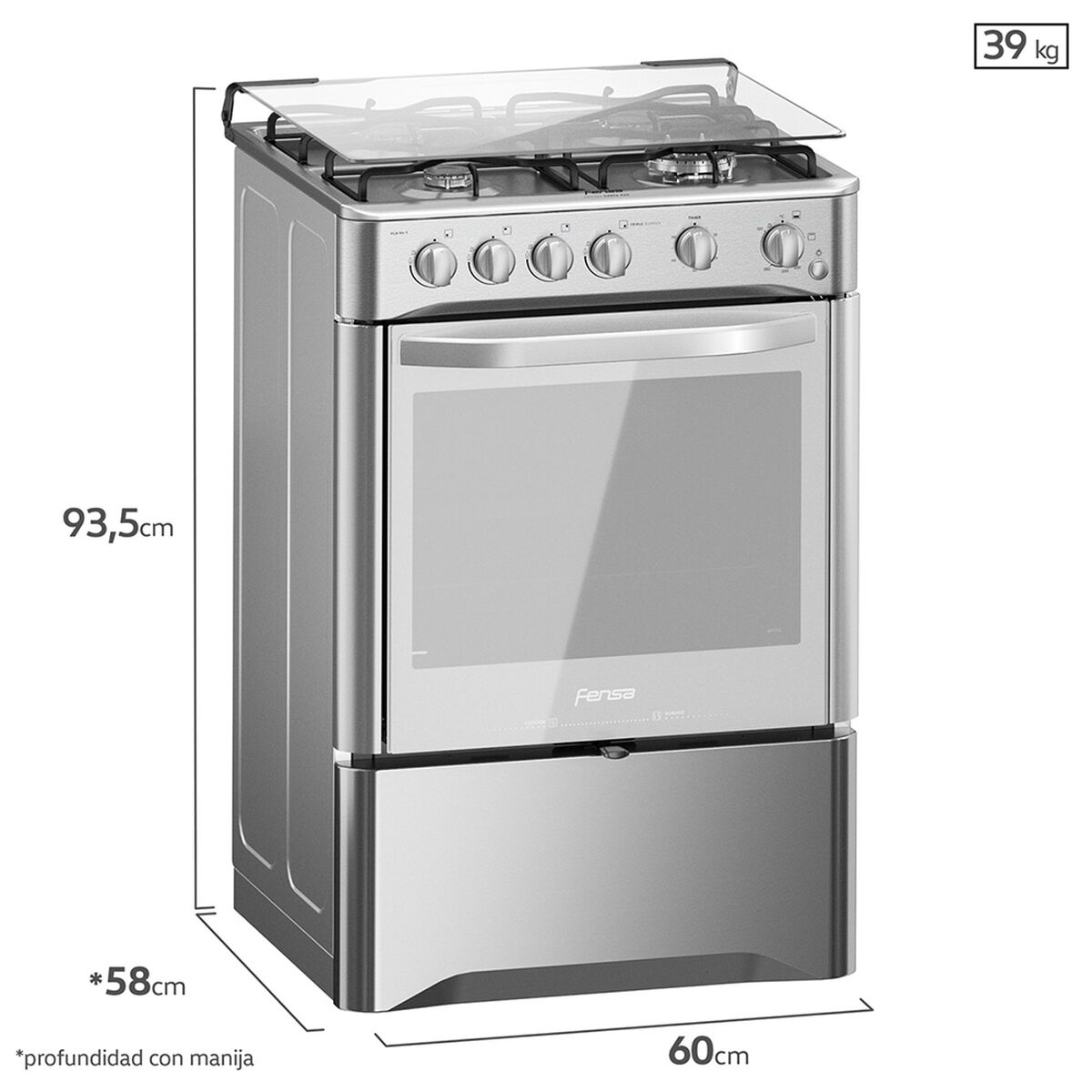 Cocina a Gas Fensa F CR91+ T 4 Quemadores