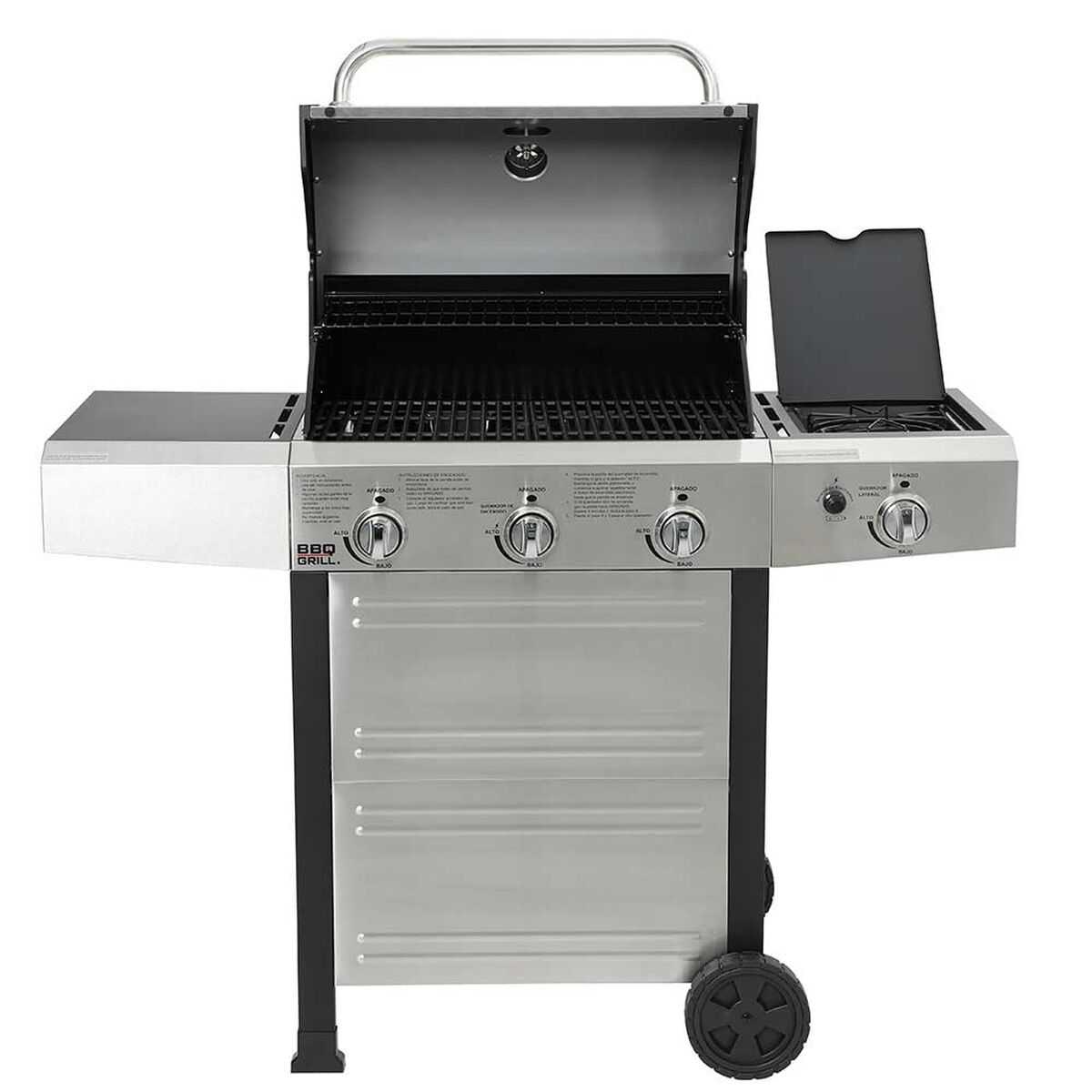 Parrilla a Gas Encendido Electrónico BBQ Grill Michigan Acero Inoxidable 3 Quemadores Centrales + 1 Lateral