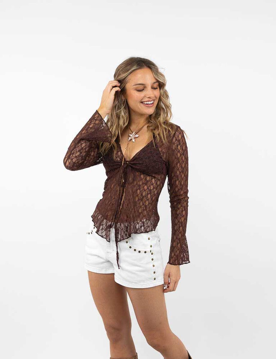 Polera Encaje Manga Larga Mujer Icono