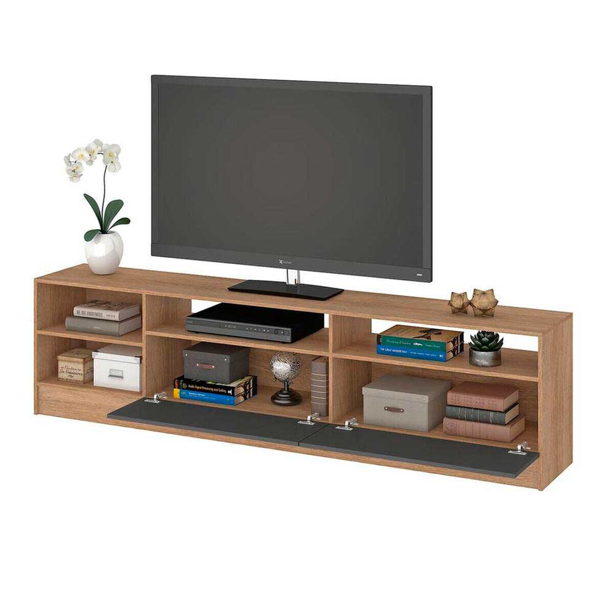 Rack TV Vekkahome Moyan 75 pulgadas Caf&eacute;