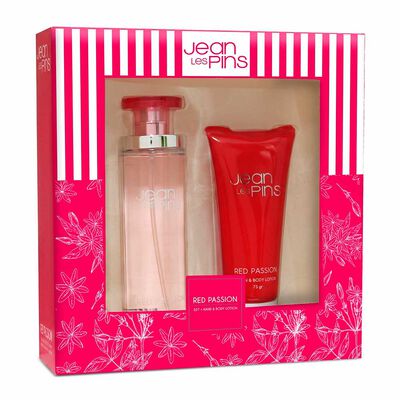 Set Perfume Jean Les Pins Mujer Red Passion EDT 100 ml + Hand & Body Lotion