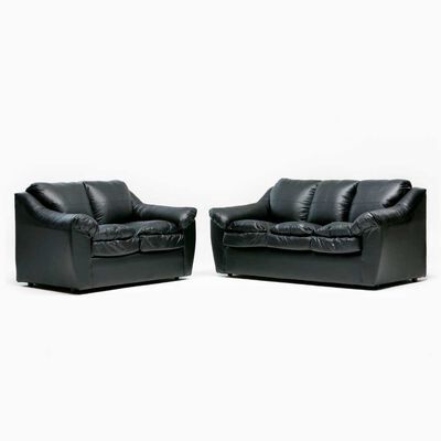 Juego de Living Cabsur Galicia Sofá 3 Cuerpos + Sofá 2 Cuerpos PU Negro