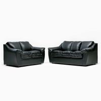 Juego de Living Cabsur Galicia Sofá 3 Cuerpos + Sofá 2 Cuerpos PU Negro