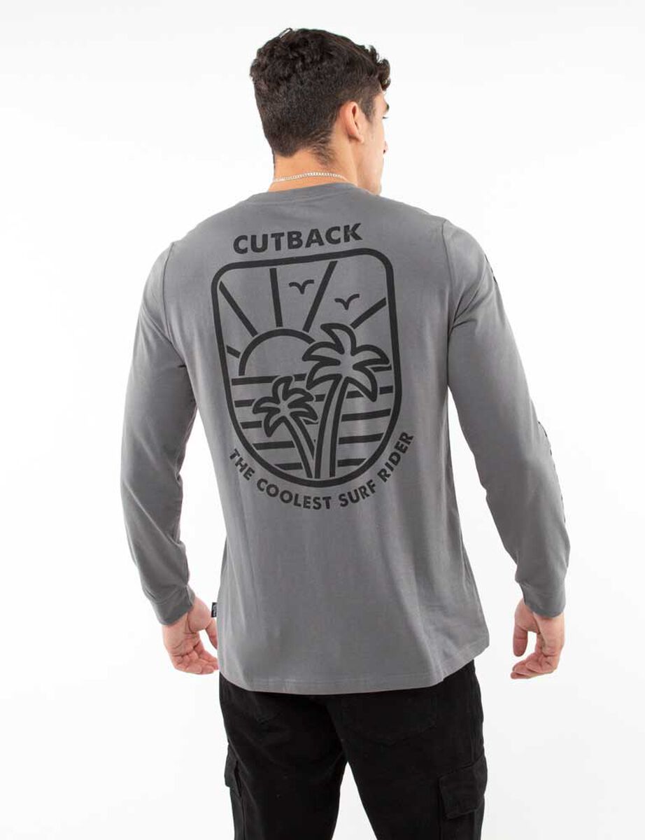 Polera Con Estampado Manga Larga Hombre Cutback