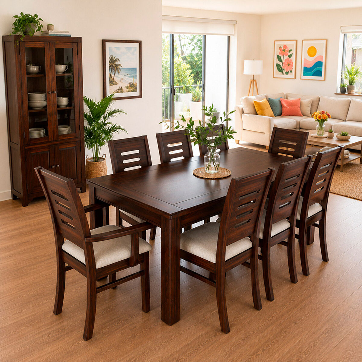 Juego de Comedor Muebles Hema Roma 6 Sillas 2 Sitiales Chocolate