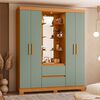Closet Vekkahome Olimpia con Espejo 4 Puertas 2 Cajones Verde