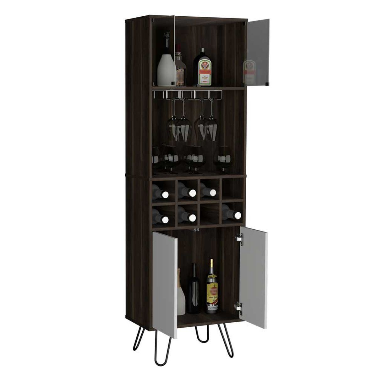 Bar Esquinero TuHome Vassel 2 Puertas Habano Plomo