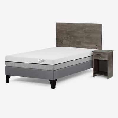 Imagen 2 del producto Cama Europea Rosen 1 Plaza Pratta + Respaldo + Velador Tabor Grafito