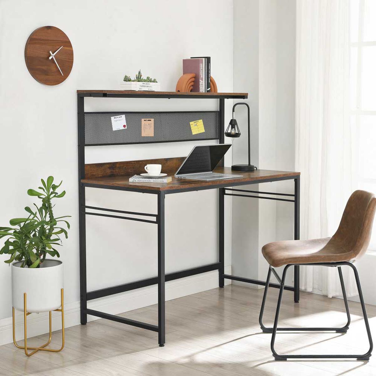 Escritorio Alto Fm Furniture Metalwood Colection Marrón Rústico