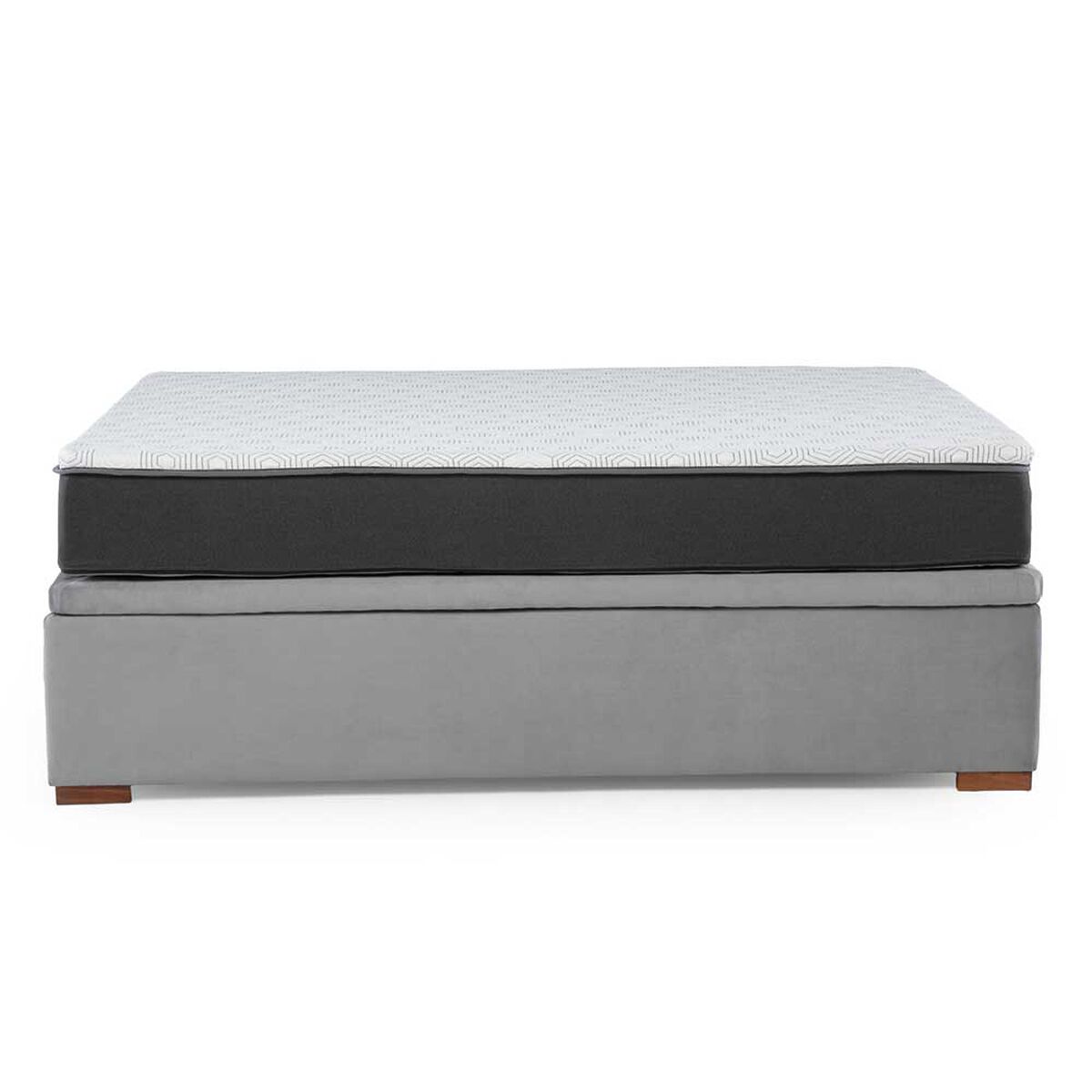 Cama Boxet Latam Home 1.5 Plazas + Colch&oacute;n Resortes Zen Pro Funda Lavable Gris