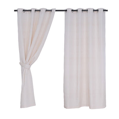 Set Cortinas Mashini Jaquard Argolla Chevron Creme 140 x 220 cm