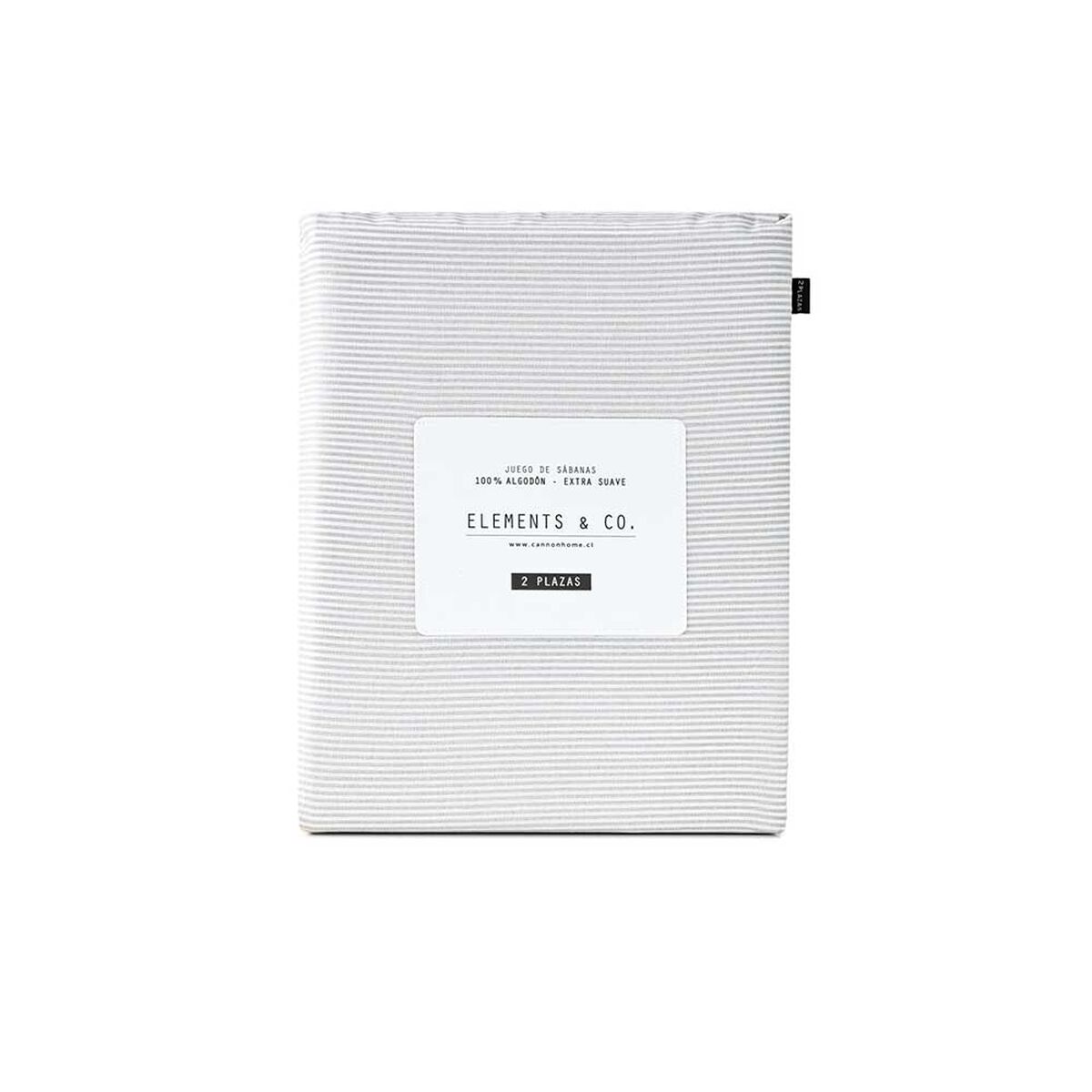 Juego de S&aacute;banas Elements & Co King 144 Hilos Stripe Beige