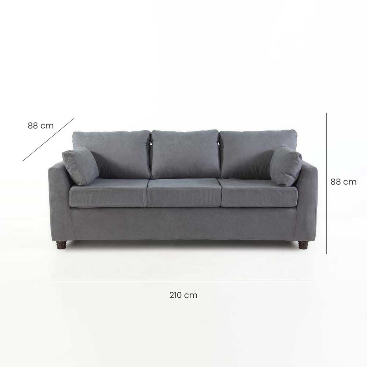 Sofá Kea Texas 3 Cuerpos Tela Gris