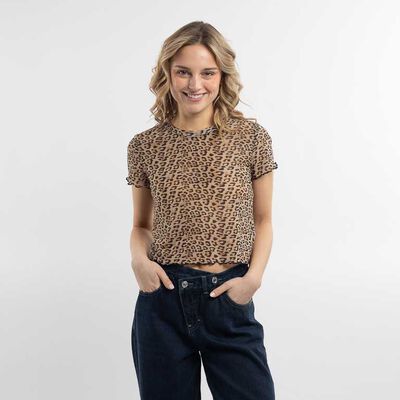 ICONO Polera Crop Manga Corta Mujer Icono