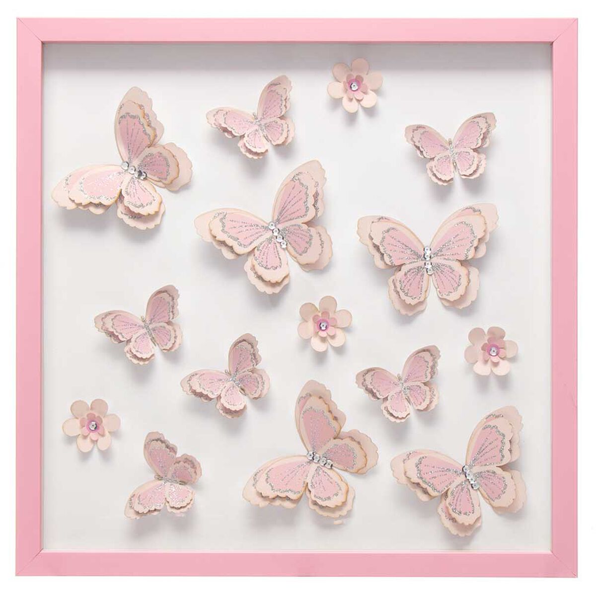 Cuadro Relieve Plástico Vgo Mariposas 45 x 45 cm Blanco