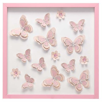 Cuadro Relieve Plástico Vgo Mariposas 45 x 45 cm Blanco