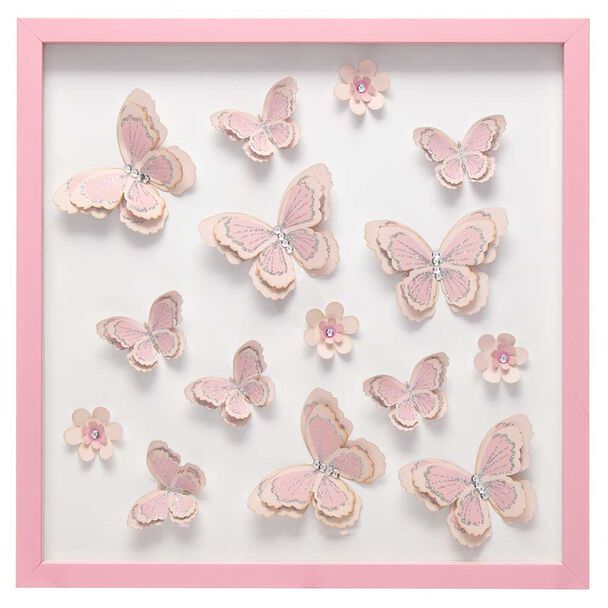 Cuadro Relieve Plástico Vgo Mariposas 45 x 45 cm Blanco