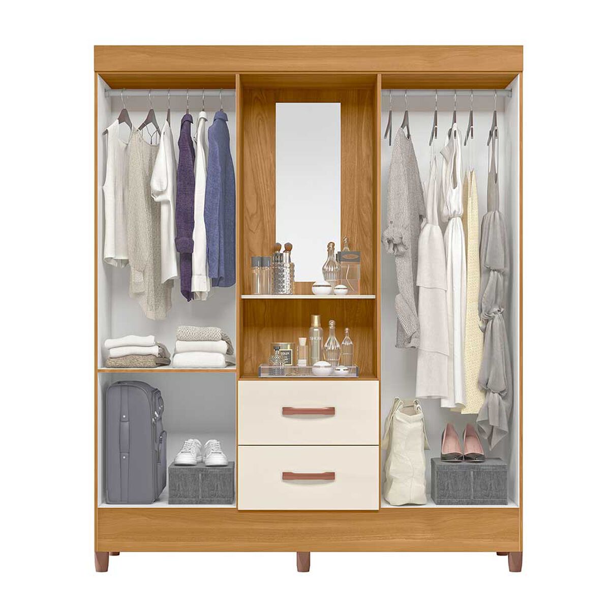 Combo 2 Clóset Vekkahome Mobi 3 Capelina 4 Puertas + 3 Puertas 2 Cajones 