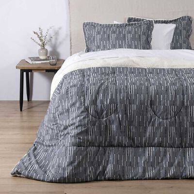 Plumón Estampado Sherpa SoHome 2 Plazas Lines Beige