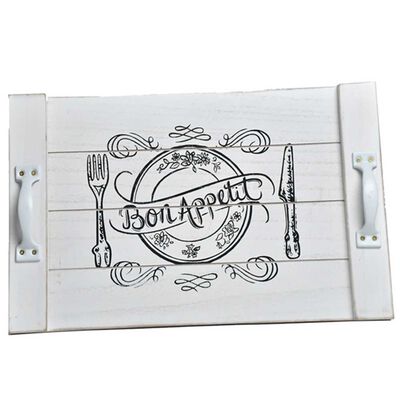 Bandeja Madera Vgo Rectangular 40 x 24 cm Blanco